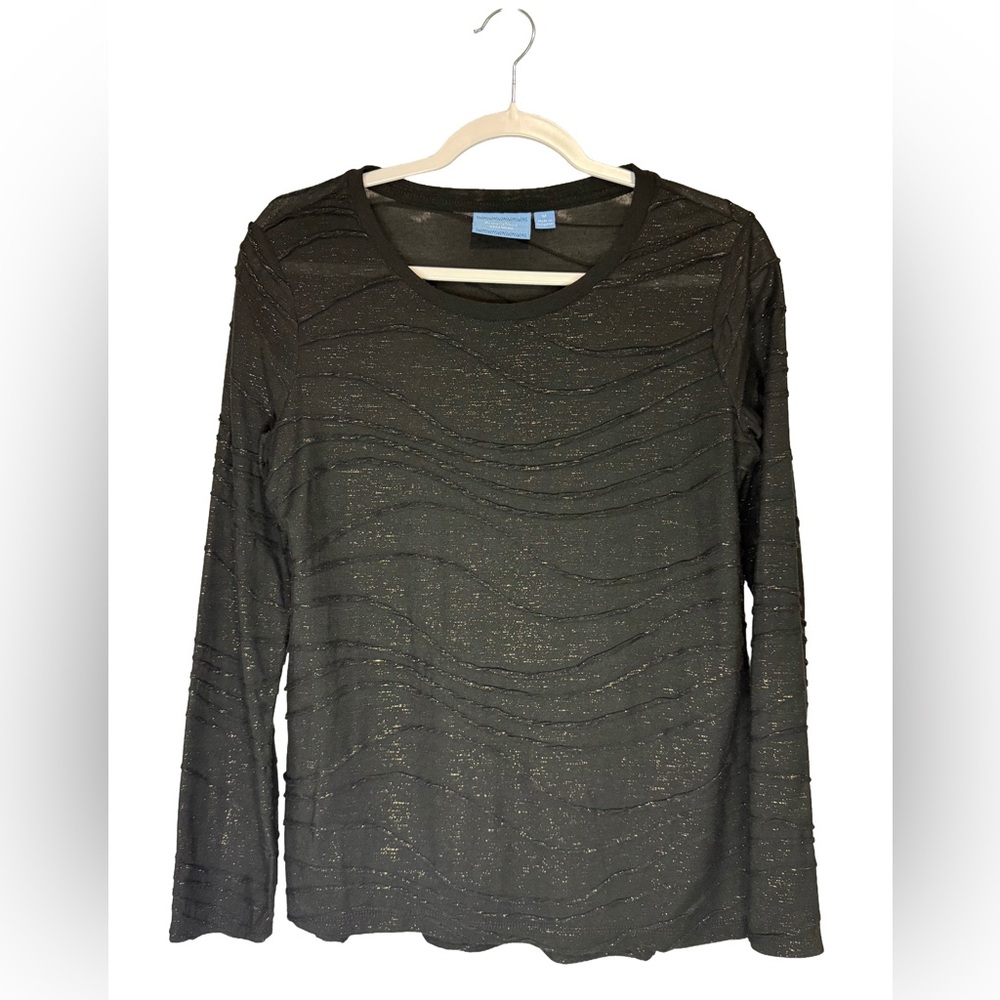 Simply Vera Vera Wang Black Textured Long Sleeve Top, Size M